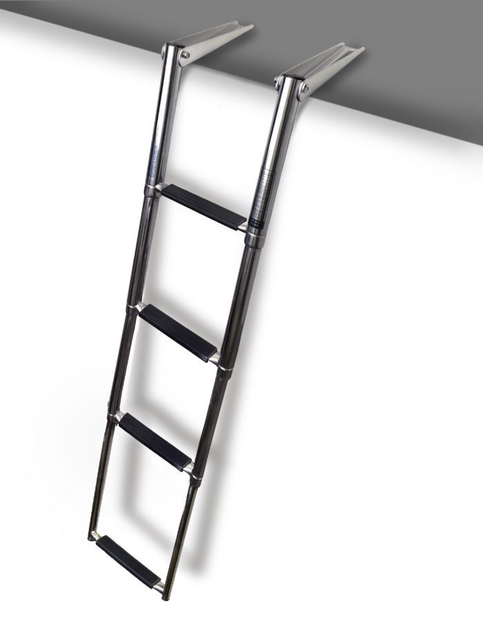 High Quality Over-Platform 4-Step Boat Ladder with Sliding Gudgeons