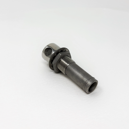 Stainless steel straight boat gas vent with screen on white background