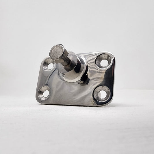 Metal hinge with bolt on a white background