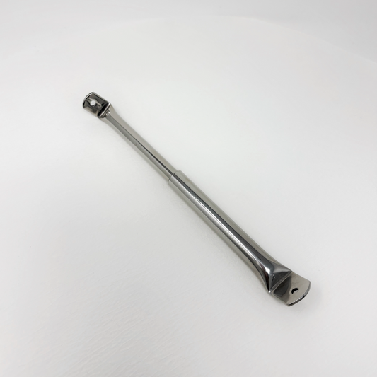 Stainless steel adjustable windshield brace on white background